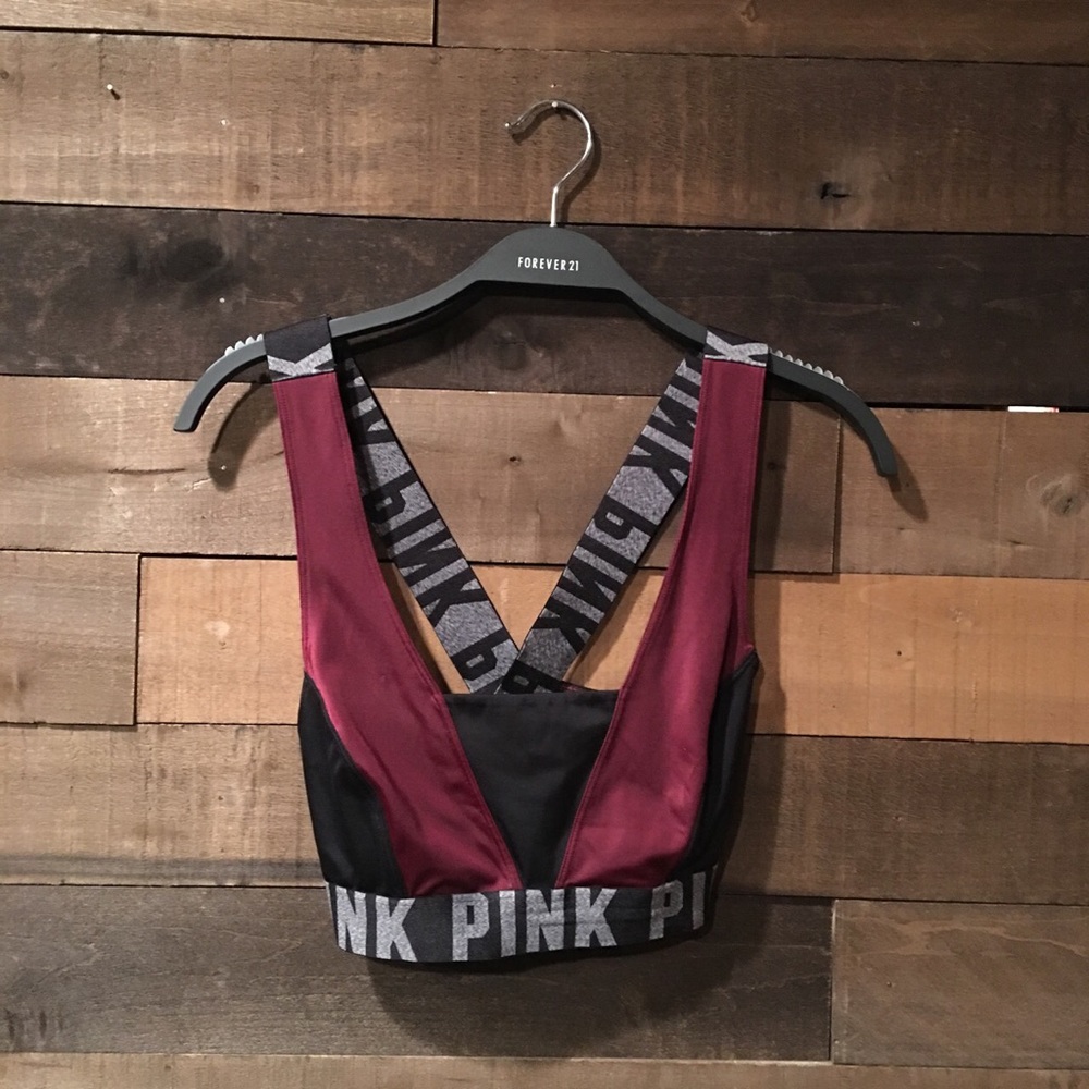 Pink logo sports bra